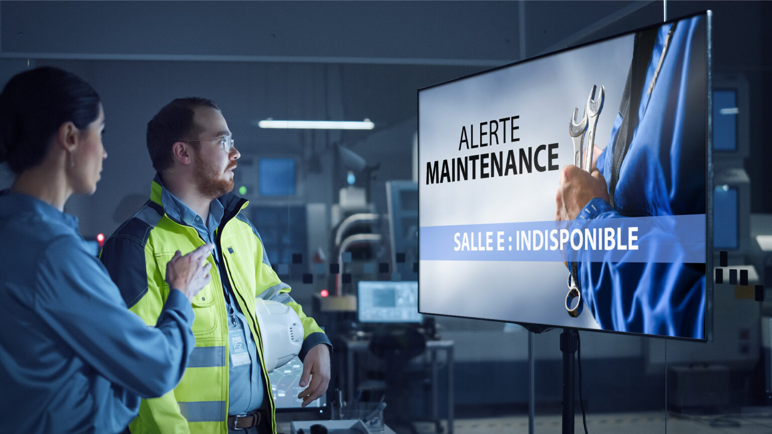 Ecran d'alerte dans une usine - Affichage dynamique - Koesio TV